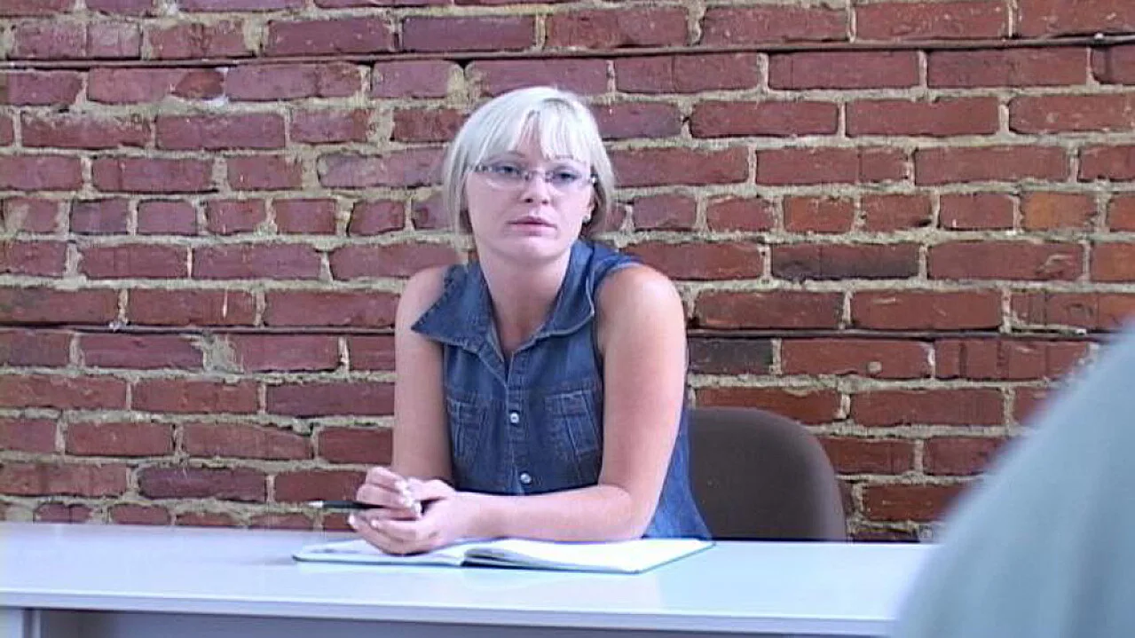 Allison Kilgore fucking in the desk with her glasses - Naughty America